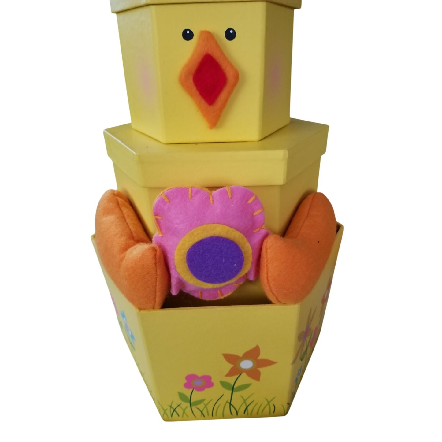Easter Chicken  with Flower Hat  Wings 3 piece Box  20" Tall