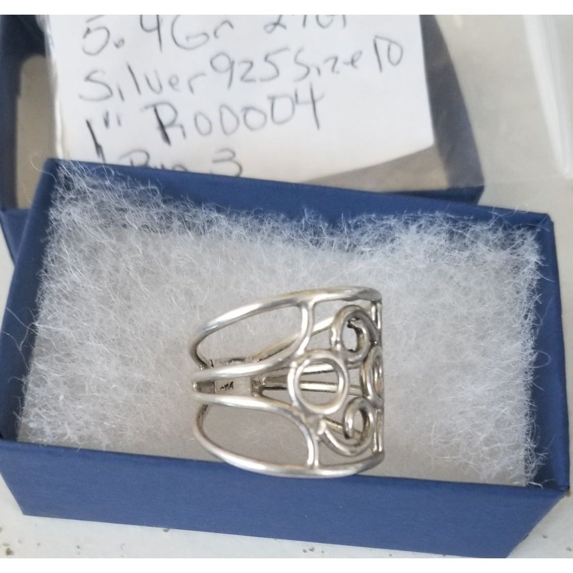 Ring Band  Silver Size 10  Swirl Circles 1" Handcrafted 5.4 gr  27 ct  Jerry Fran Harr