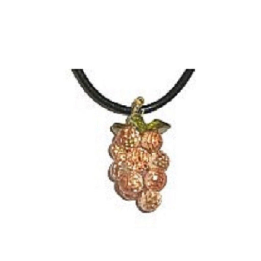 Necklace Cubic Zirconium Grape Pendant 16" Leather cord 1" long Champagne Color