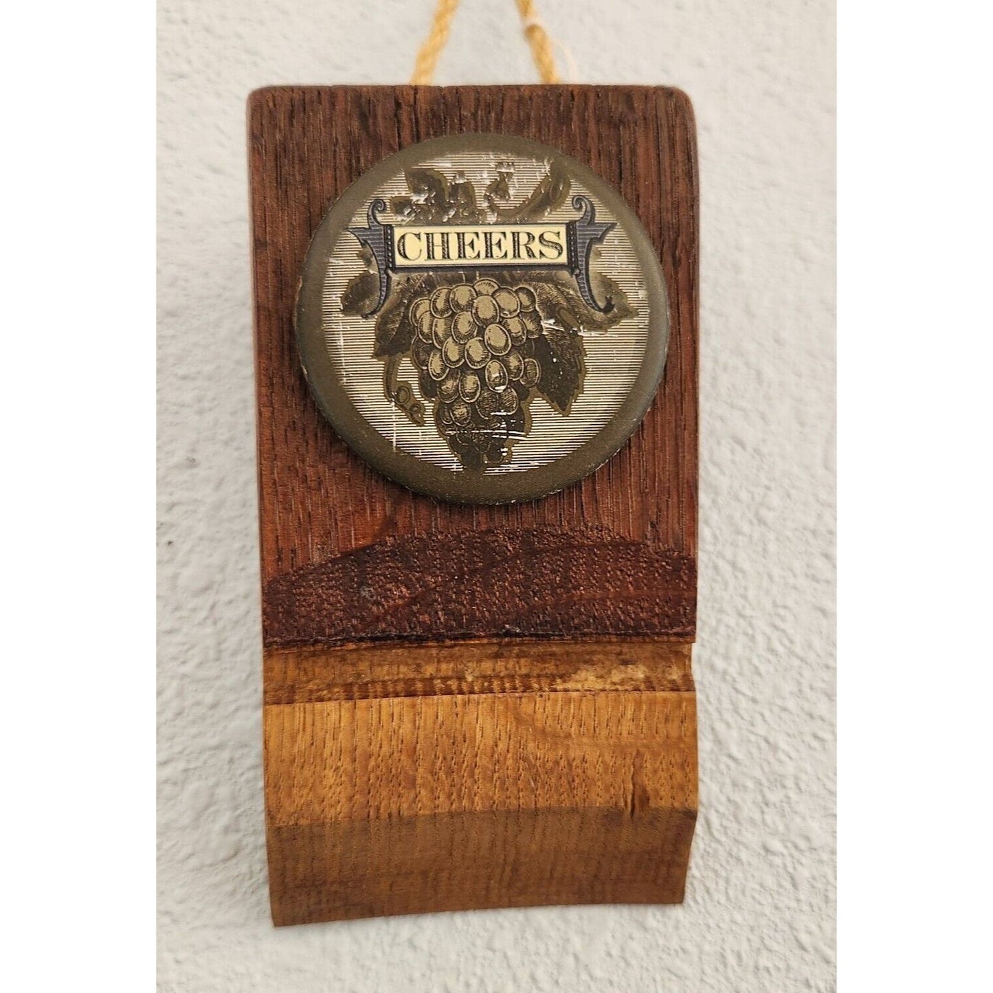 Wood Sign Wine Barrel Small Plaque Cheers Grape Cluster Wine Stave Toasted