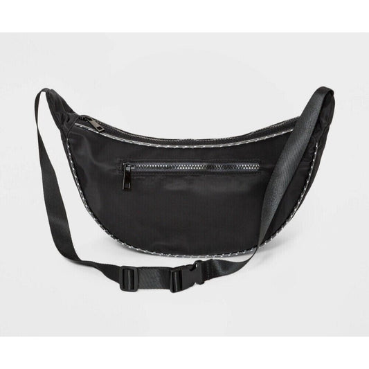 Sling Hobo Handbag - Wild Fable - Black  13" x  6" x  4" 1 Outside Zip Pocket  19" Drop Piping Trim