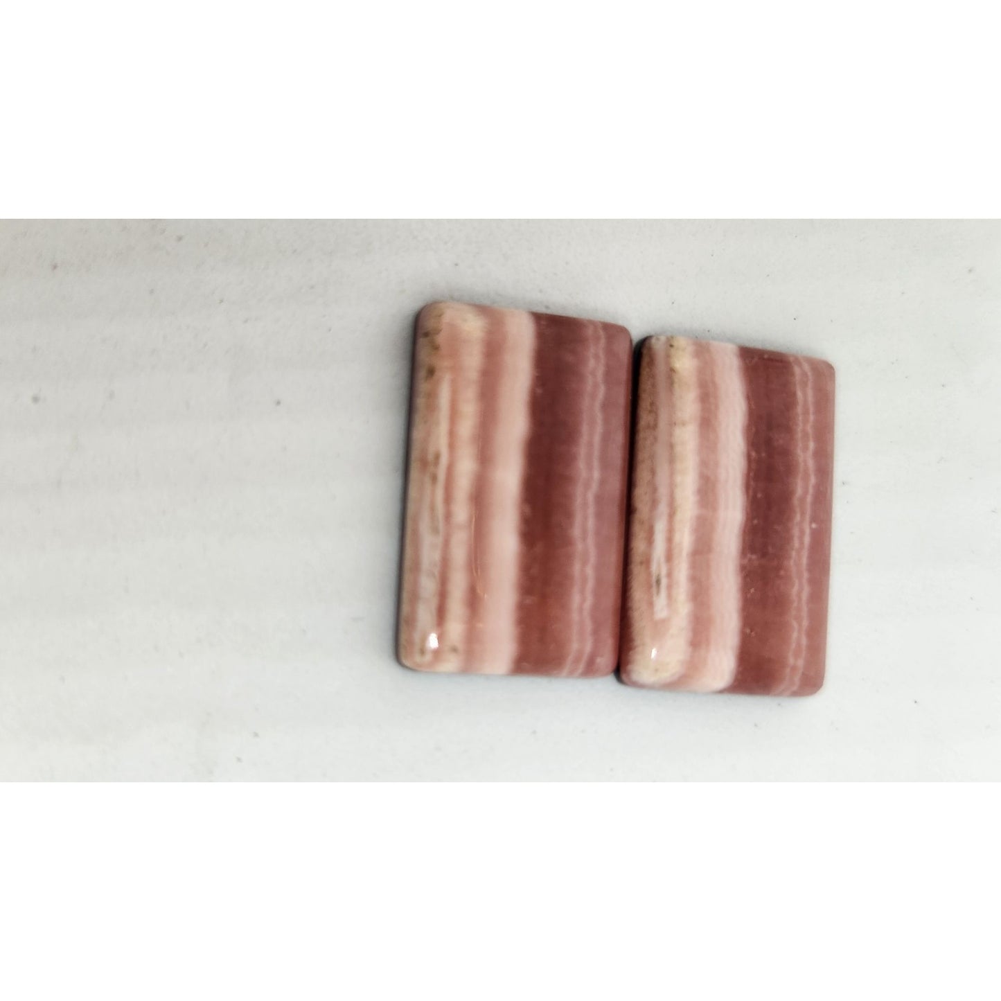 Gemstone Loose Matched Pair Rhodochrosite Crystal Pink Stripes 23.5 ct  5.1 gr