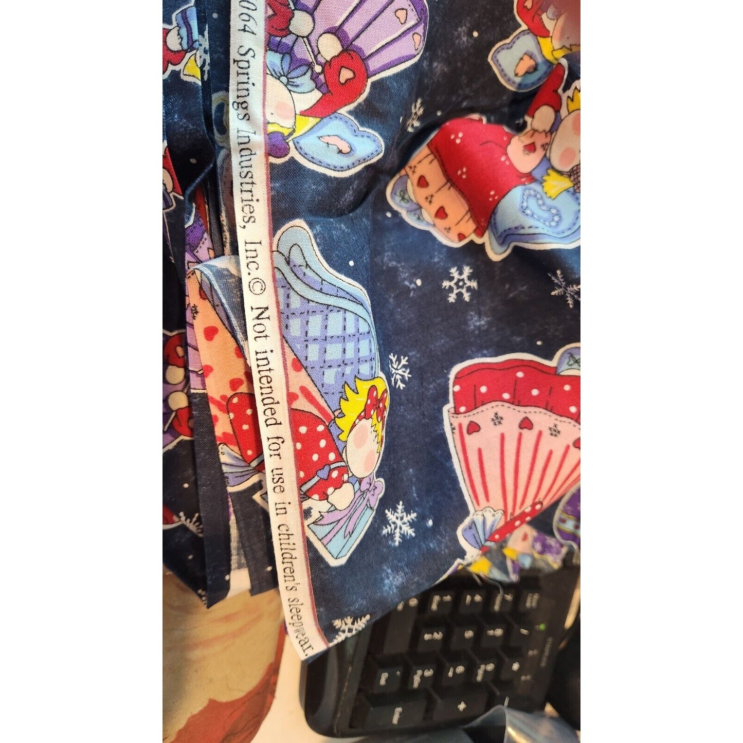 Material Fabric Blue Cotton Christmas Sprit # 6064 45" x 50"  Spring Industries