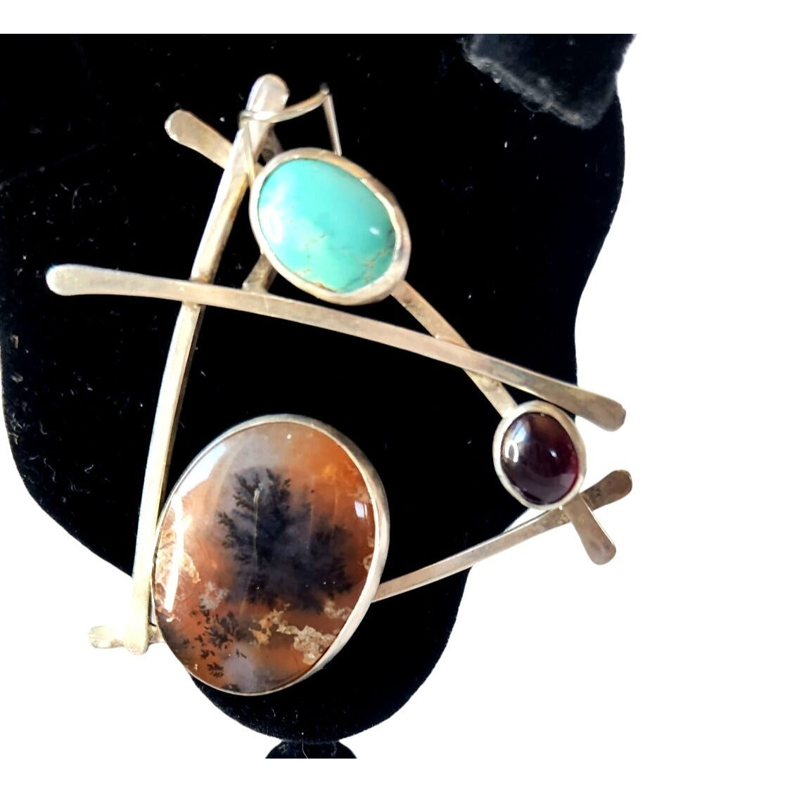 Pendant  Triangle Shape Ruby, Utah Jasper, Australian Variscite Pendant 17.2 Grams 925 Silver  60mm x 55mm Jewelry