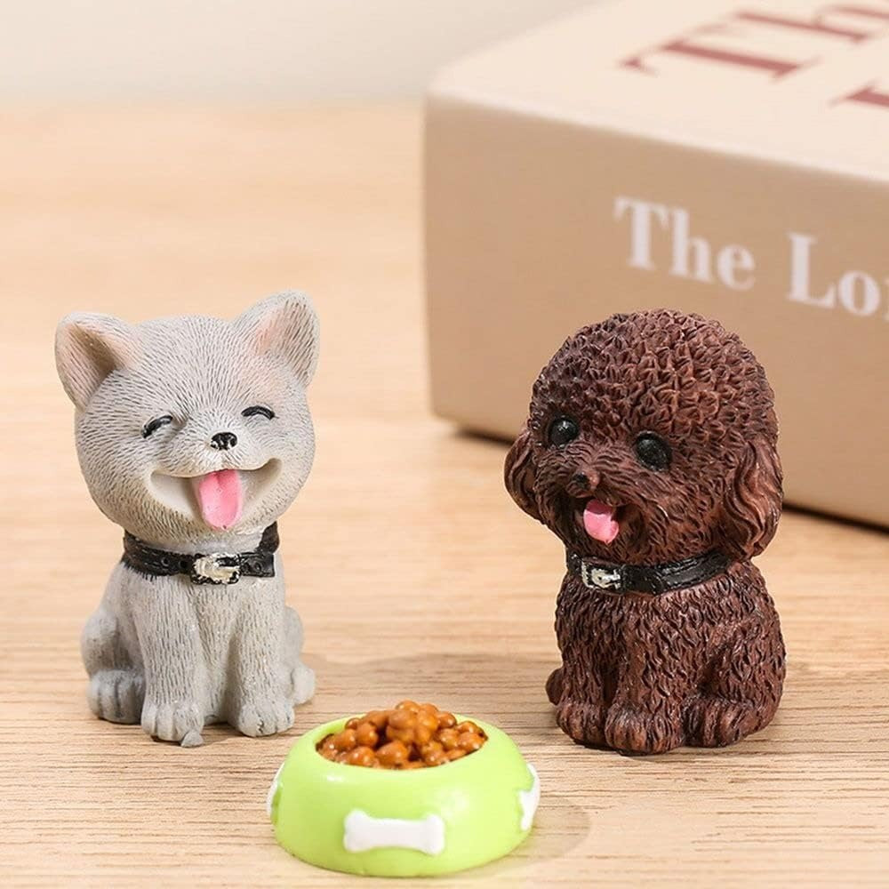 6 Pcs Dog Figurines Resin Crafts Micro Landscape Dog Animals Statue Miniature Doll House Ornament Fairy Garden Accessories