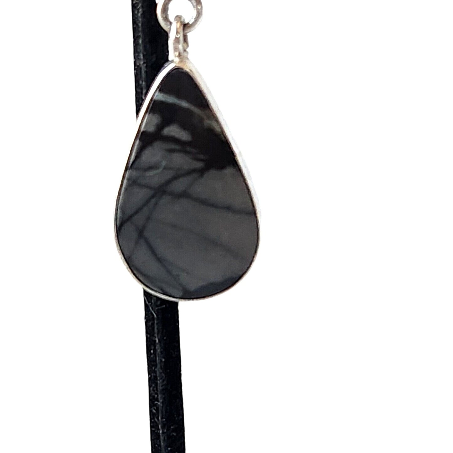 Pendant Picasso Agate 1"  Tear Drop 925 Silver Jewelry