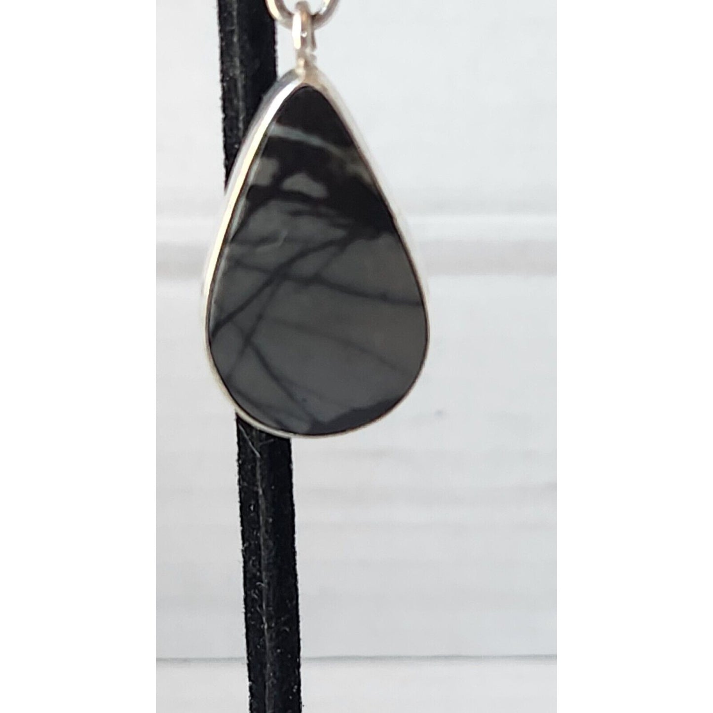 Pendant Picasso Agate 1"  Tear Drop 925 Silver Jewelry