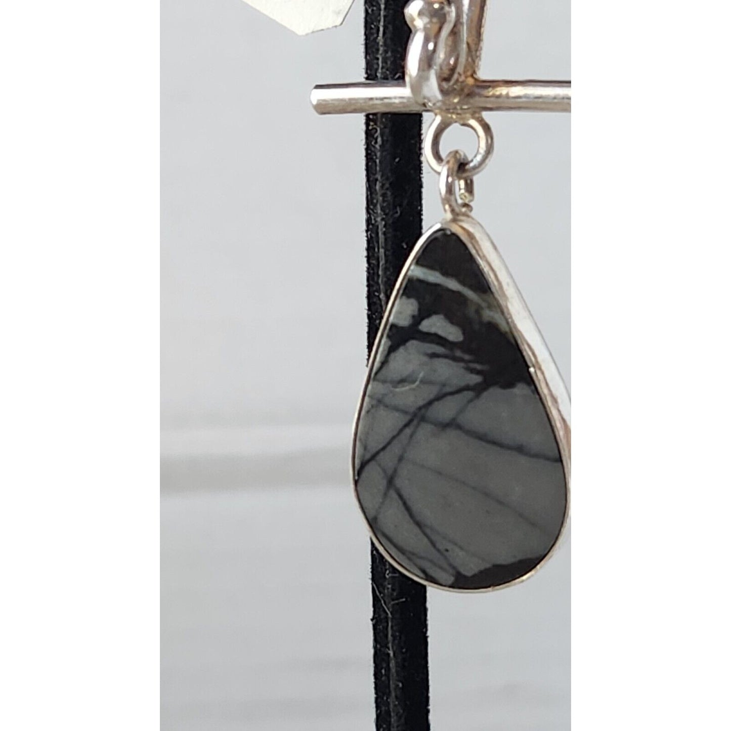 Pendant Picasso Agate 1"  Tear Drop 925 Silver Jewelry