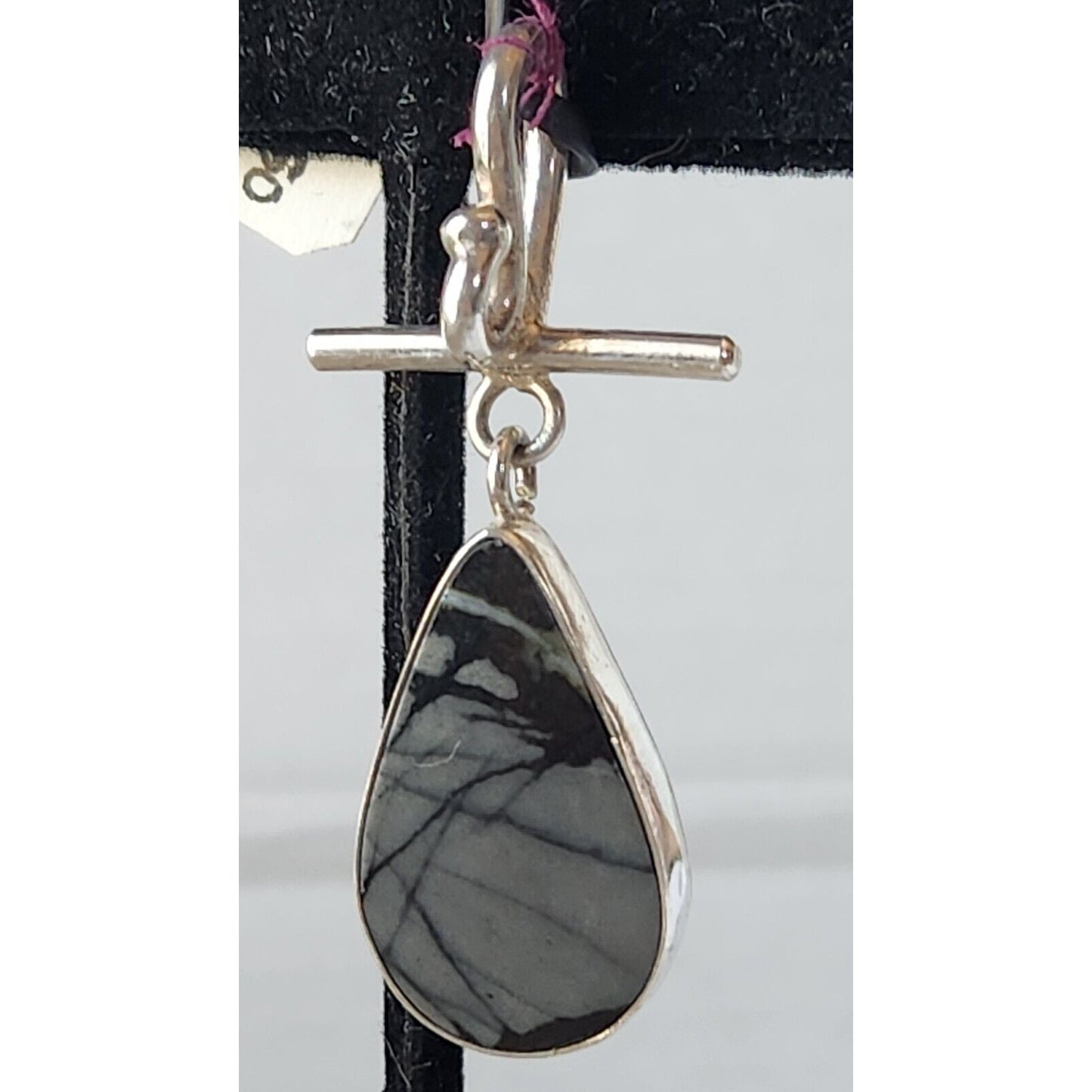 Pendant Picasso Agate 1"  Tear Drop 925 Silver Jewelry