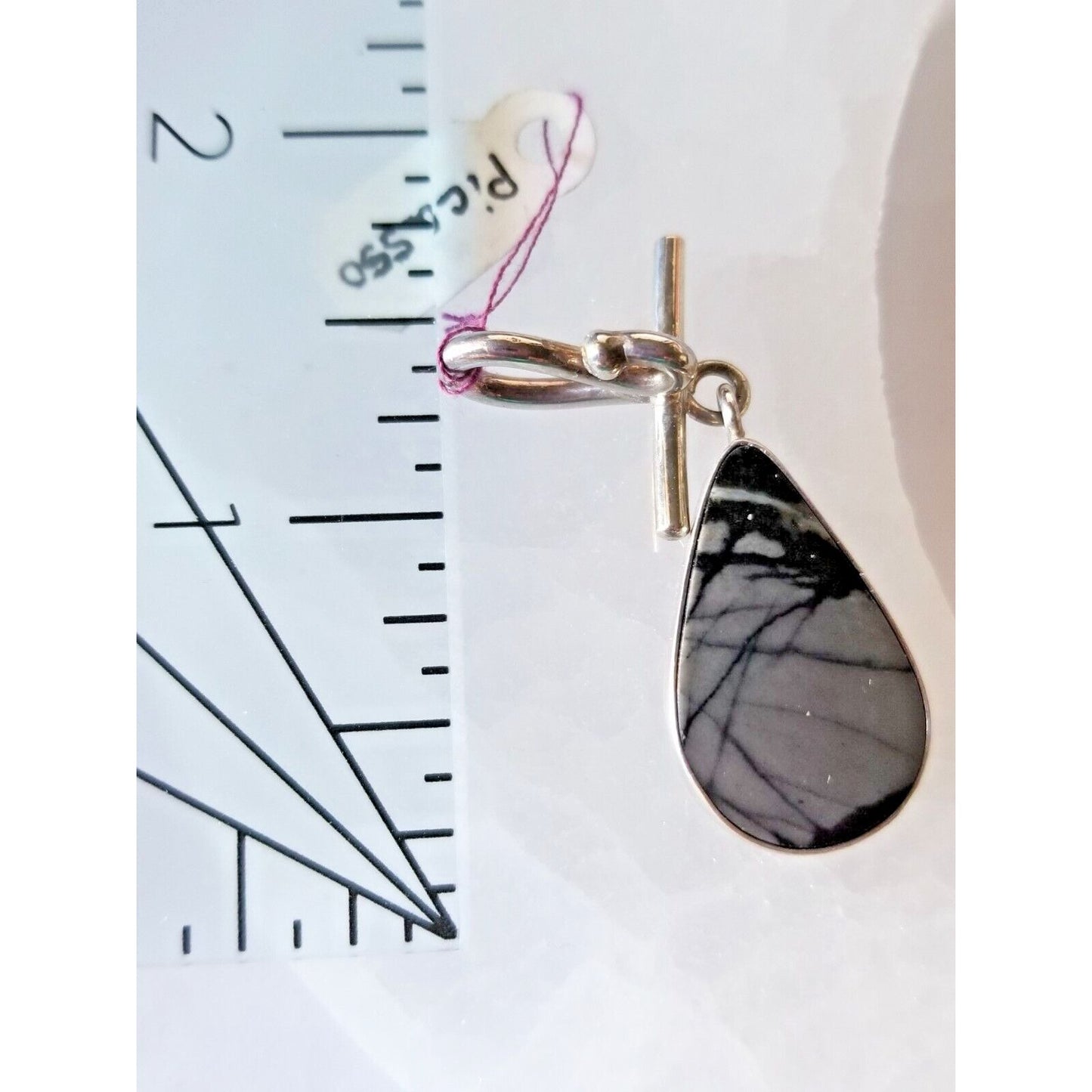 Pendant Picasso Agate 1"  Tear Drop 925 Silver Jewelry