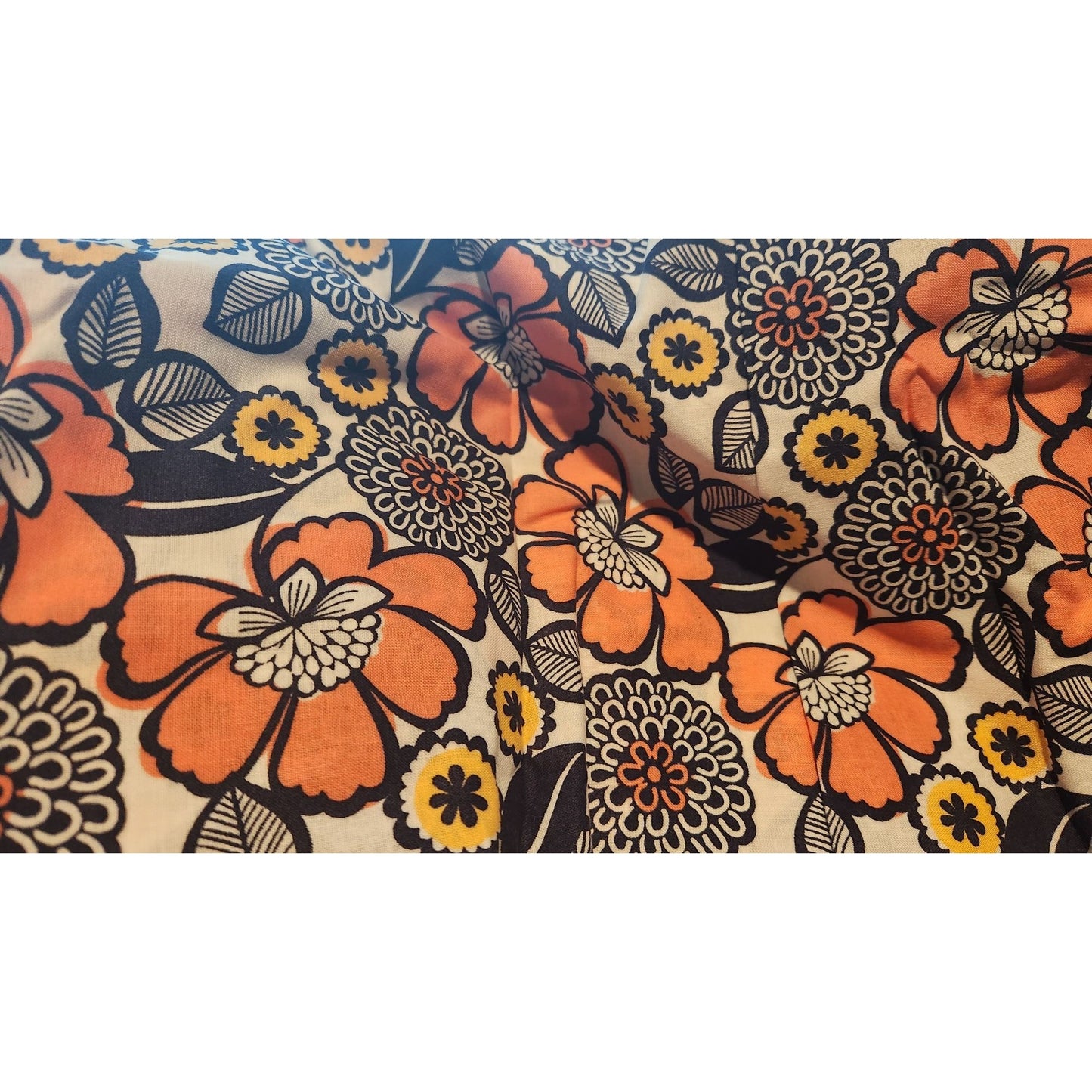 Material Flowers Cotton Joann Fabric Quilters Showcase 38 x 45 Orange White Yellow Black