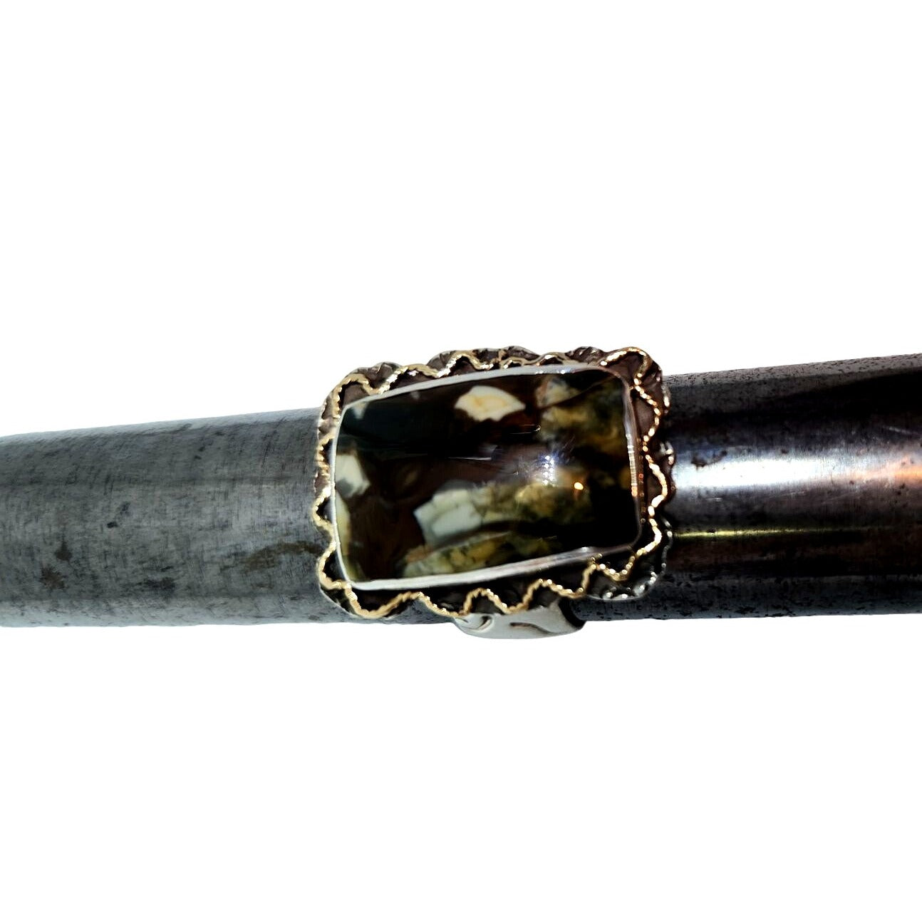 Morrison Ranch Jasper Ring 13.9 Gr Size 11 90mm x 22mm Fran Harr 14K Gold 925 Silver
