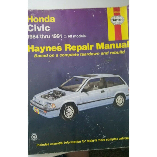 1984 thru 1991  Haynes Honda Civic All Models Teardown Rebuild Repair Manual