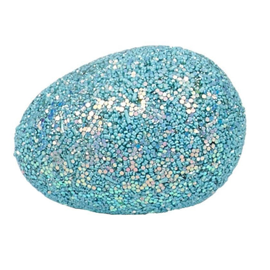 Easter Sparkling Egg  Blue Small 1.75"  x 2.25"  Embellished Bead Glitter Gem