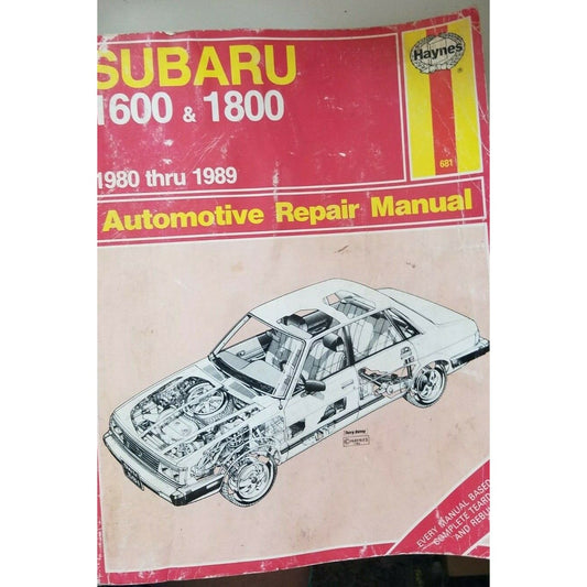 1980 - 1999  Haynes Subaru 1600 & 1800  Automotive Repair Manual Teardown