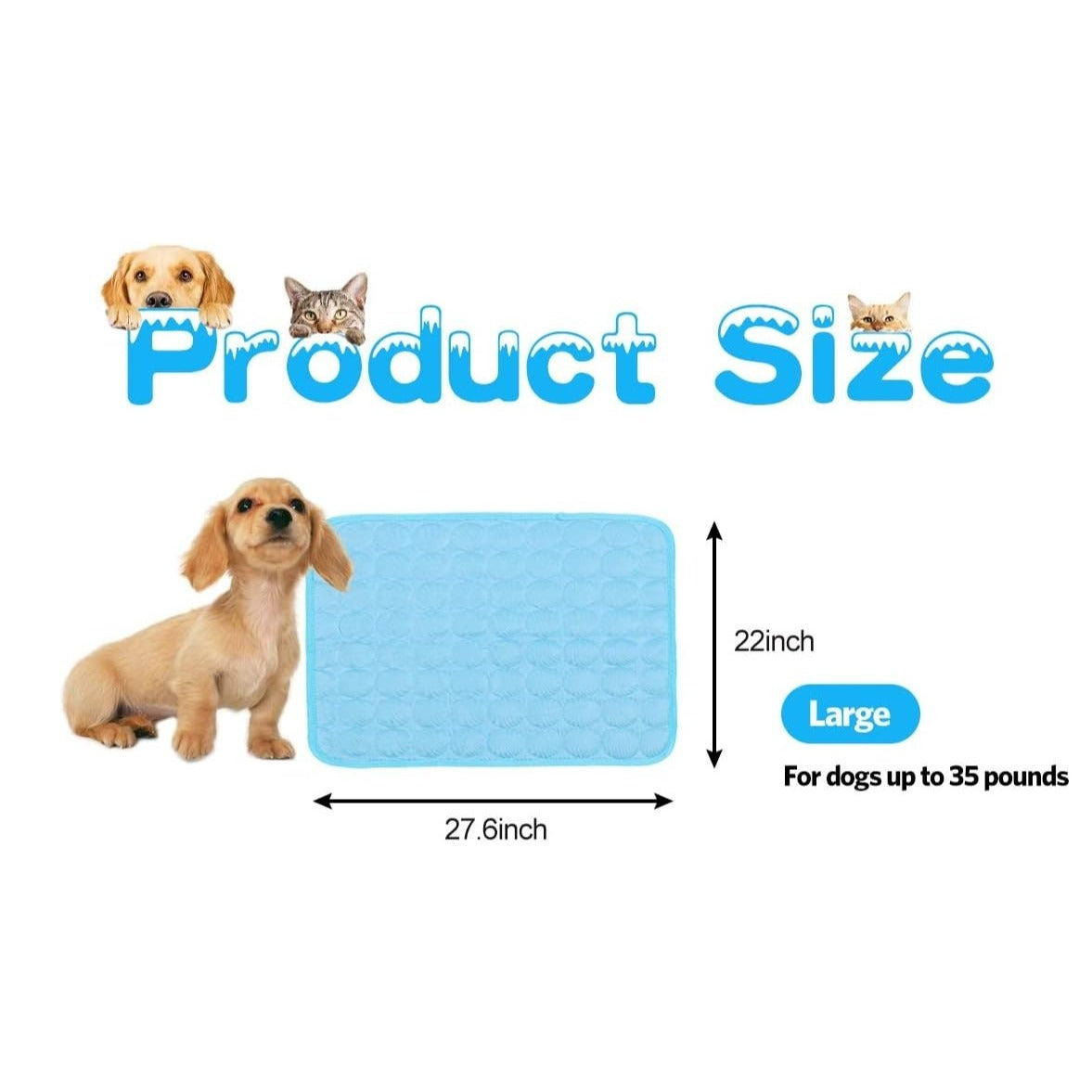 Dog Cooling Mat Pet Cooling Pads Dogs & Cats Pet Cooling Blanket for Outdoor Car Seats Beds 22IN x 28IN