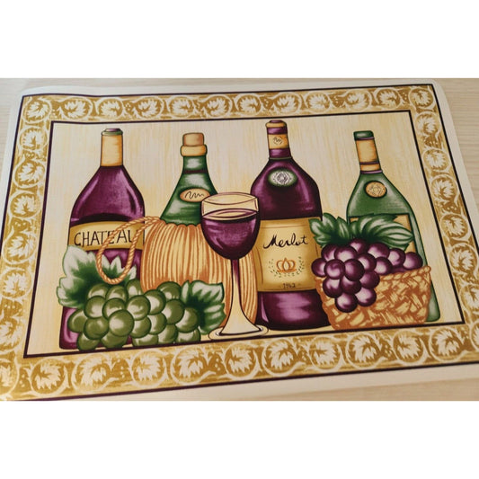 Home Store Wine Bottles Glass  Vinyl Placemat Set of 2  Softback Size 18" x 12"