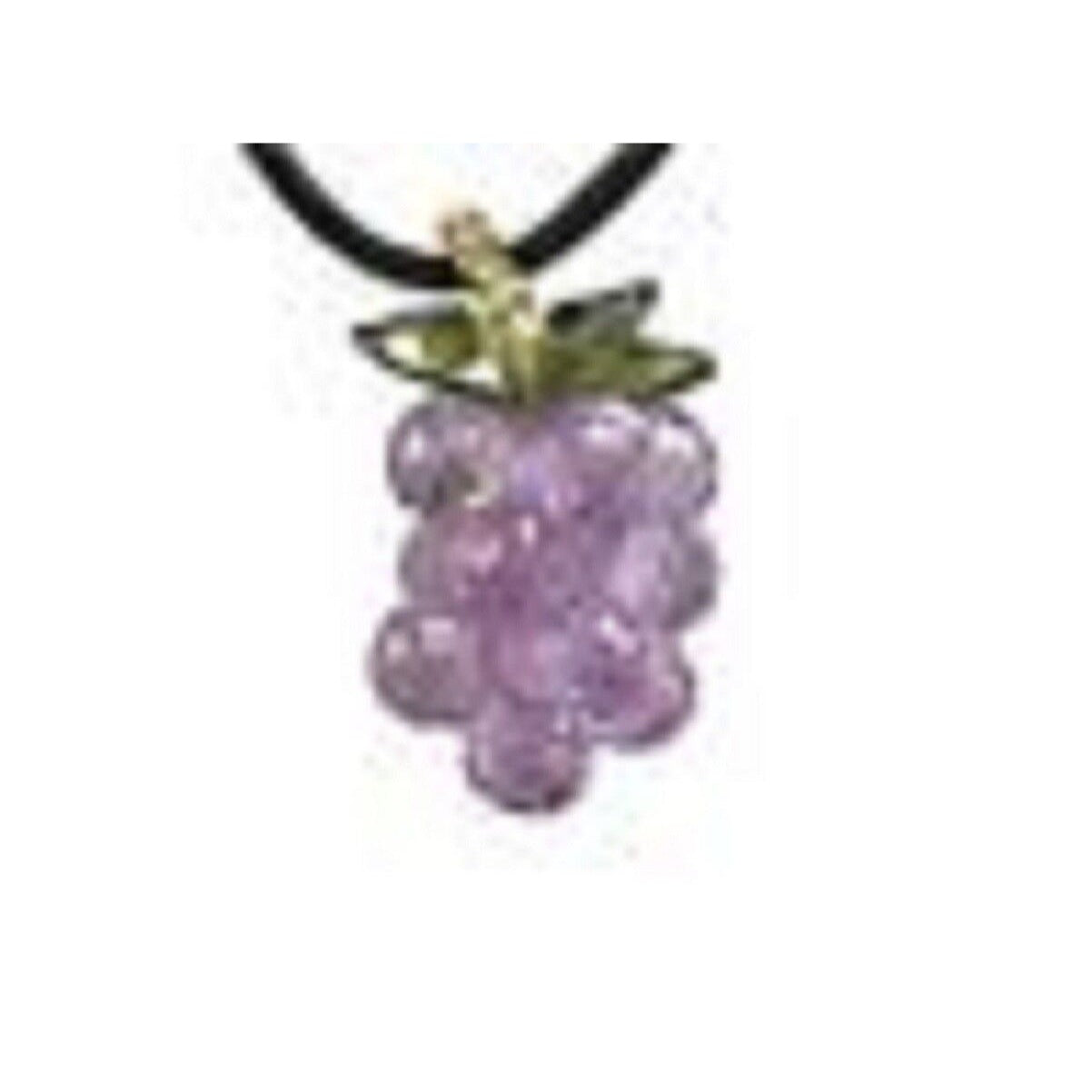 Necklace Cubic Zirconium Grape Pendant 16" Leather cord 1" long Lt Purple Color