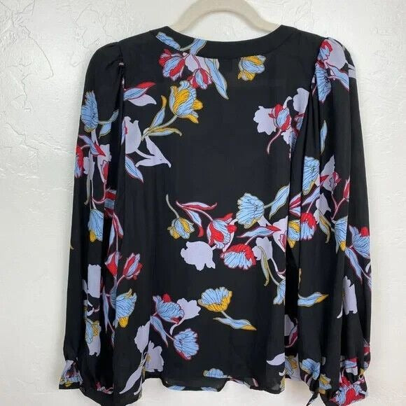 Blouse Who What Wear Black Heirloom Floral Button Front Blouse NWT Size XXL