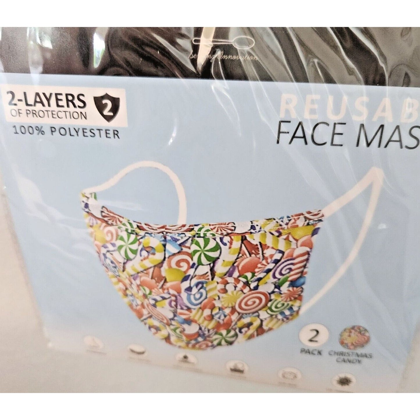 Primeware Mask Color Candy Design Adult 2 pack 2 layers 100 % Polyester Washable