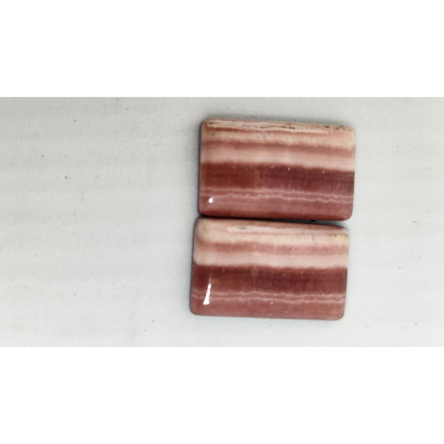 Gemstone Loose Matched Pair Rhodochrosite Crystal Pink Stripes 23.5 ct  5.1 gr