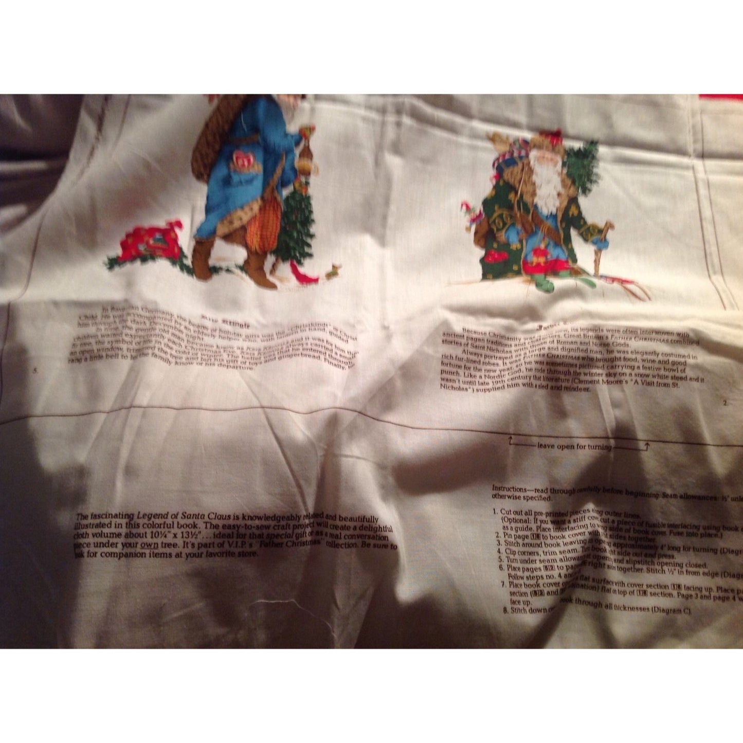 Craft Kit Father Christmas The Legend of Santa Claus Book Fabric with Instructions 44" x 36" Cranston Printworks