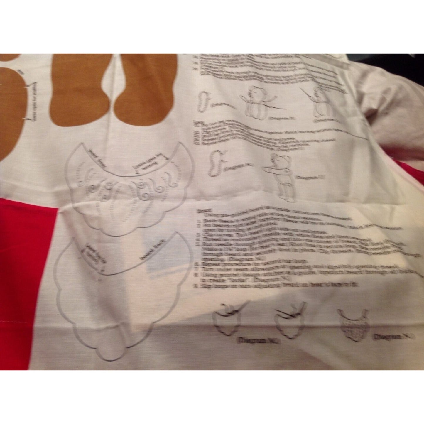 Material Fabric Christmas Santa Bear in Chimney Pattern Instructions