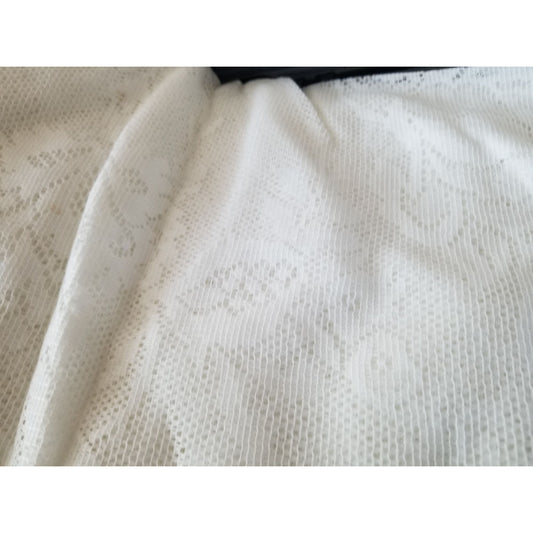Material  White Netting Lace  Big Flowers 80" x 56"  Cotton Dress Crafting