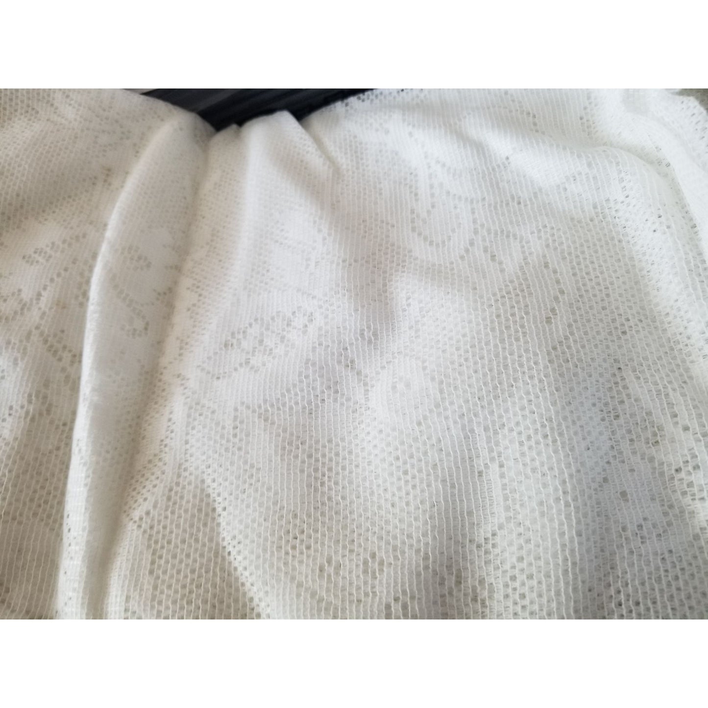 Material  White Netting Lace  Big Flowers 80" x 56"  Cotton Dress Crafting