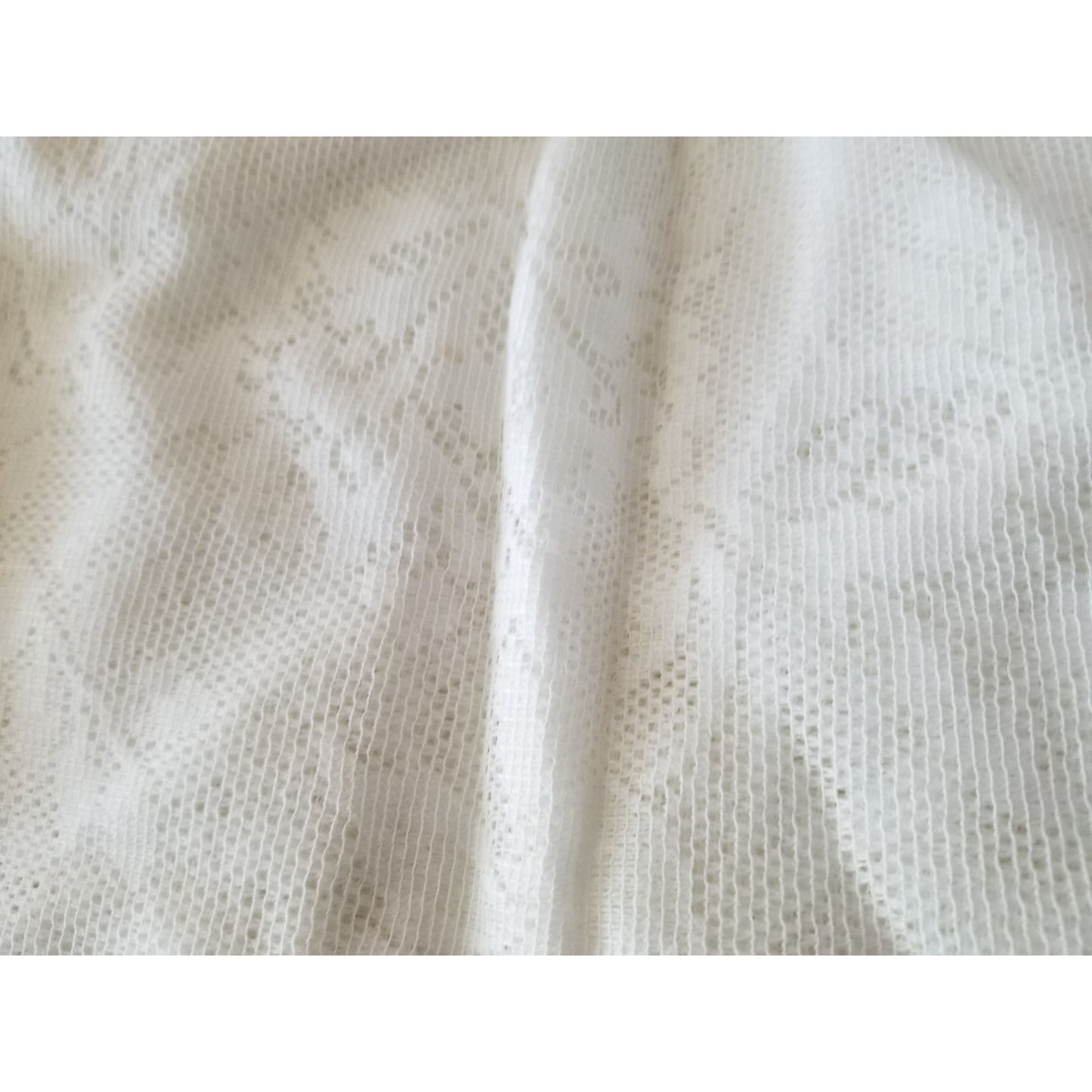 Material  White Netting Lace  Big Flowers 80" x 56"  Cotton Dress Crafting
