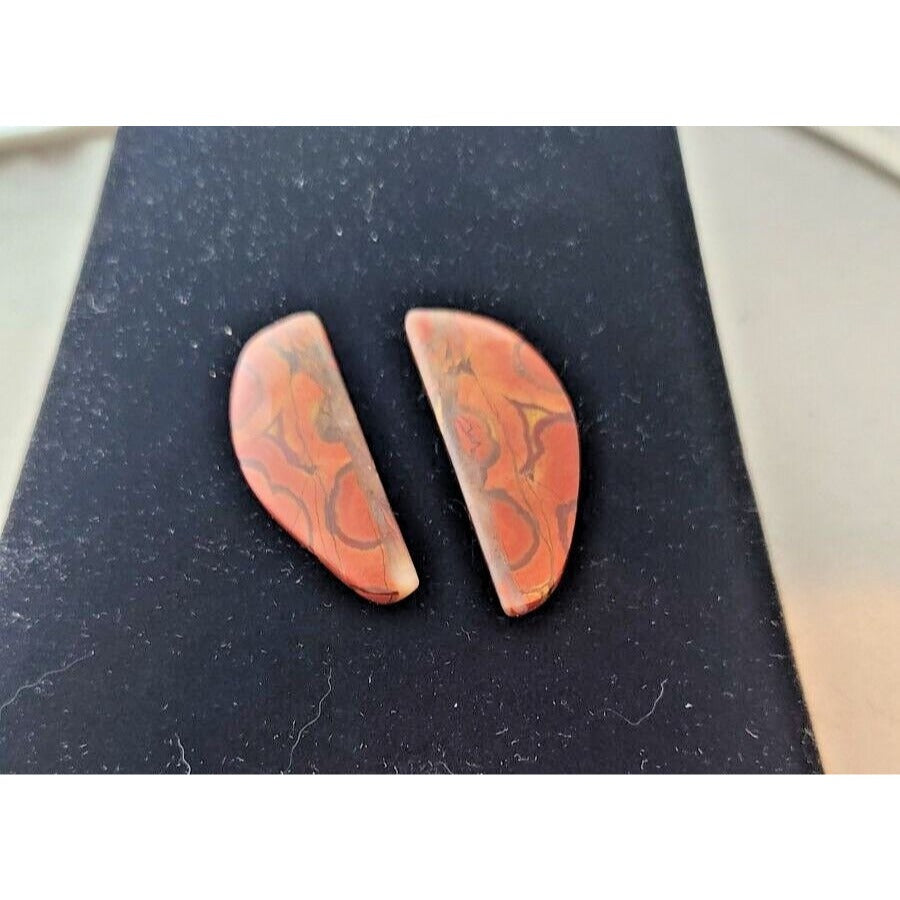 Gemstones Matched Pair Poppy Jasper 10 gr Earrings 50 ct Size 40mm x 10 mm