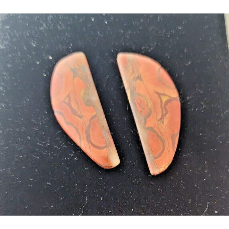 Gemstones Matched Pair Poppy Jasper 10 gr Earrings 50 ct Size 40mm x 10 mm