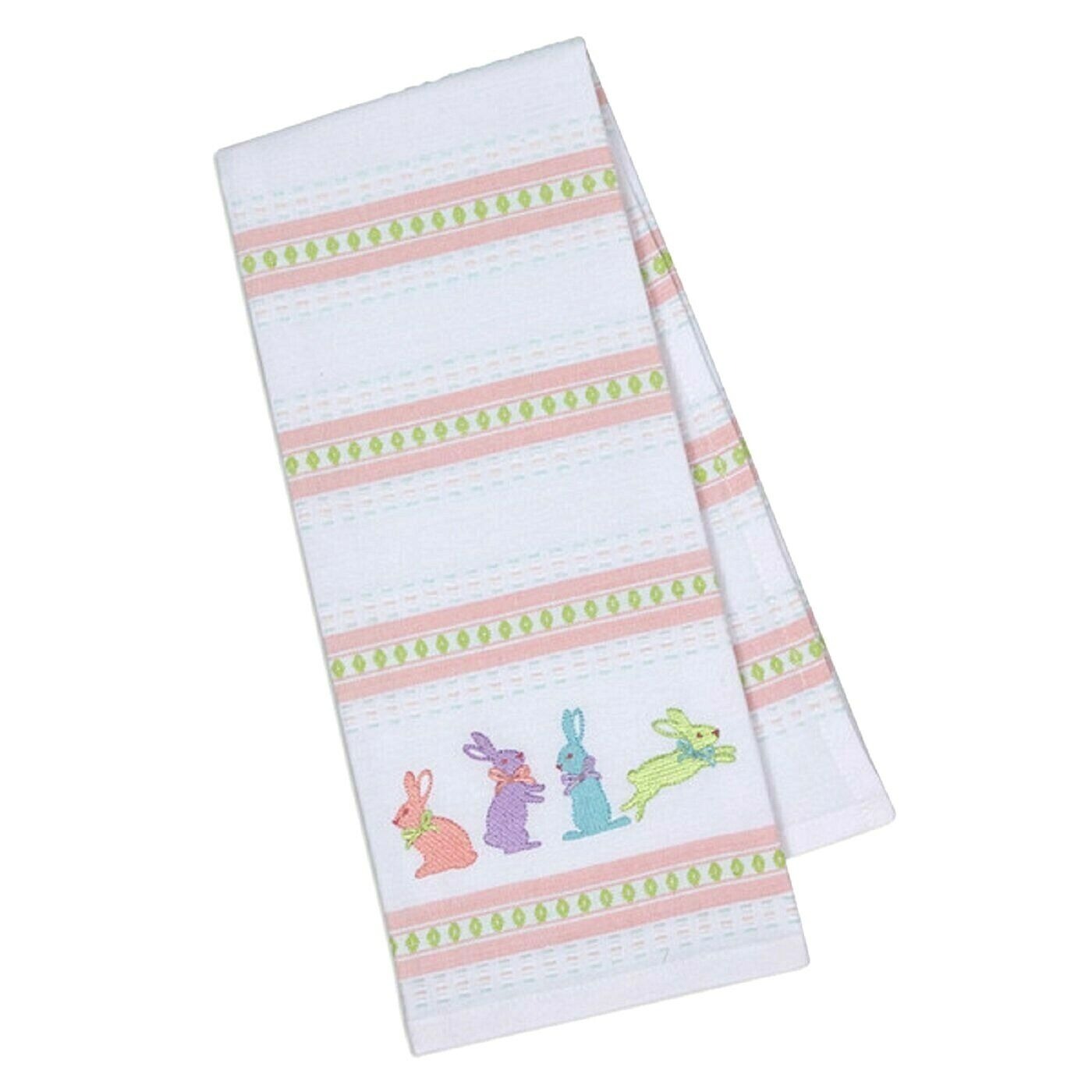 Kitchen Towel Design Imports Embroidered Bunnies Embellished 18 x 28 100% Cotton