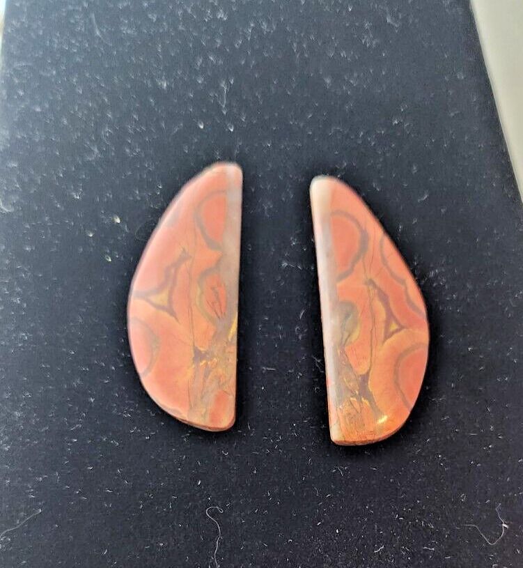 Gemstones Matched Pair Poppy Jasper 10 gr Earrings 50 ct Size 40mm x 10 mm