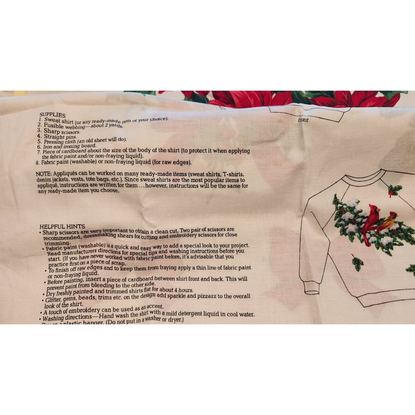 Craft Kit  Christmas Greenery Wearable Art Flowers Birds Ribbon Bows 46" x 36"