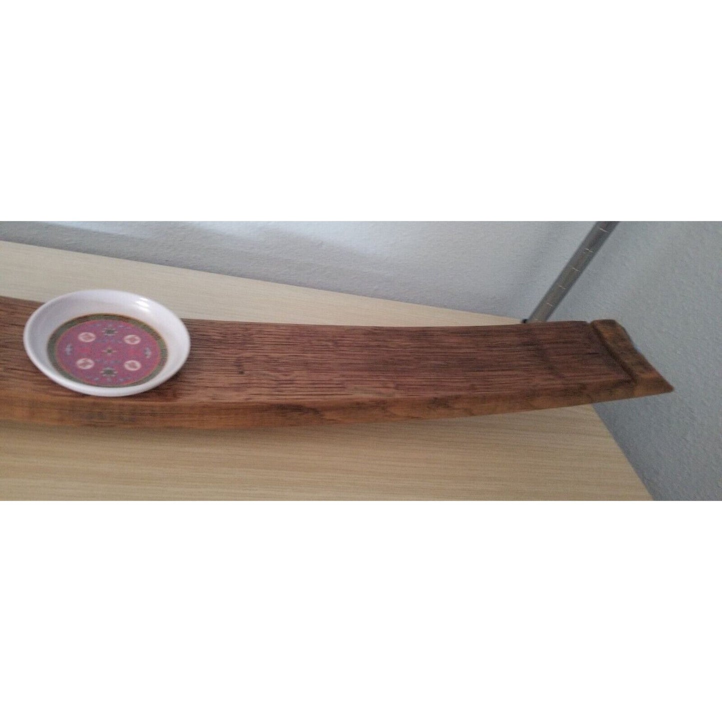 Wine Stave Sushi Tray Asian Dipping Bowl Bung Hole Cork Feet 35" x  3 1/2 " x 2"
