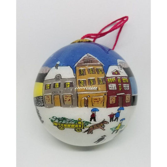 Ornament Hand Painted Glass Ball Snow Village Gaul Searson Limited San Francisco
