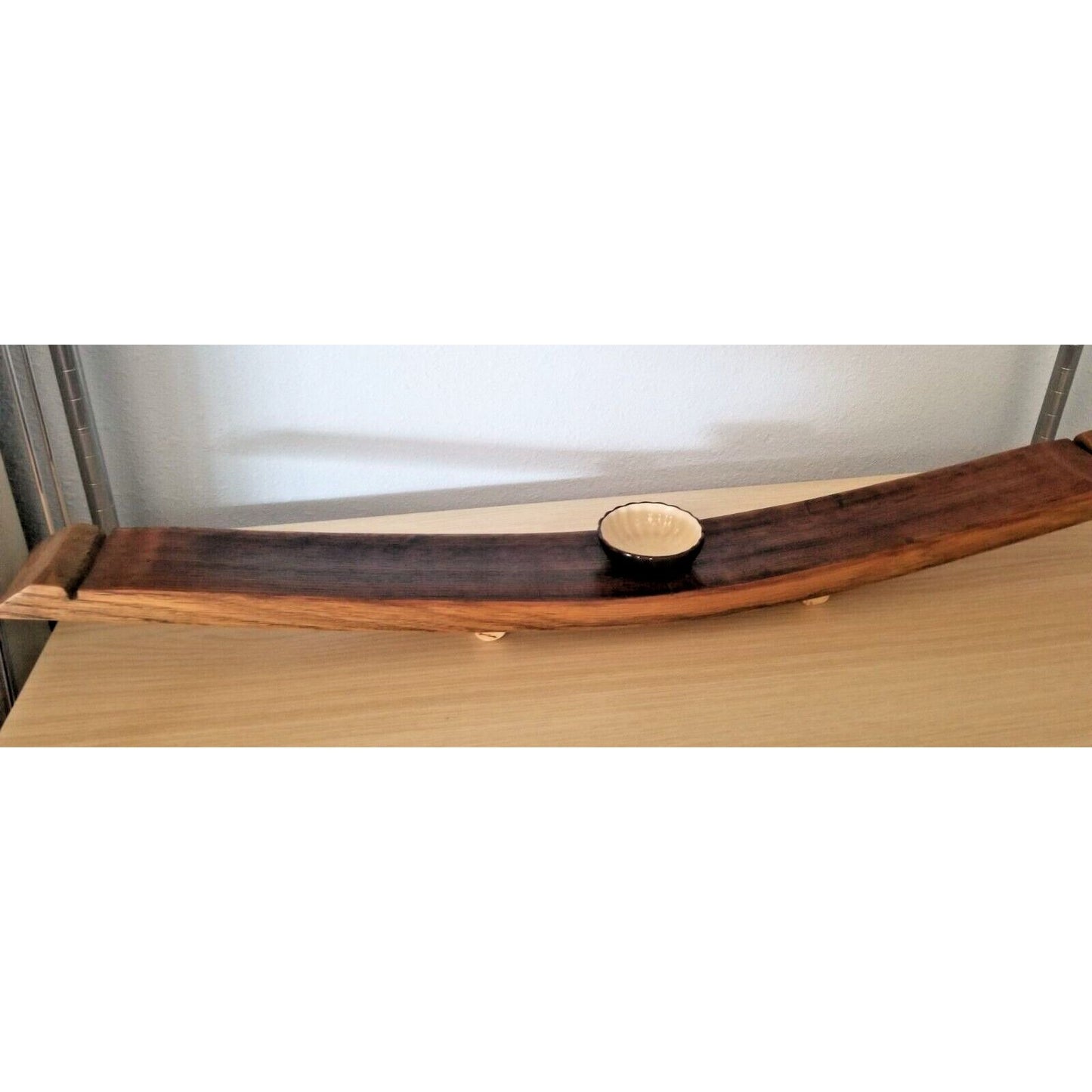 Wine Stave Sushi Tray Cork Feet  Brown Dipping Bowl   34" x  3 1/2 " x 2"