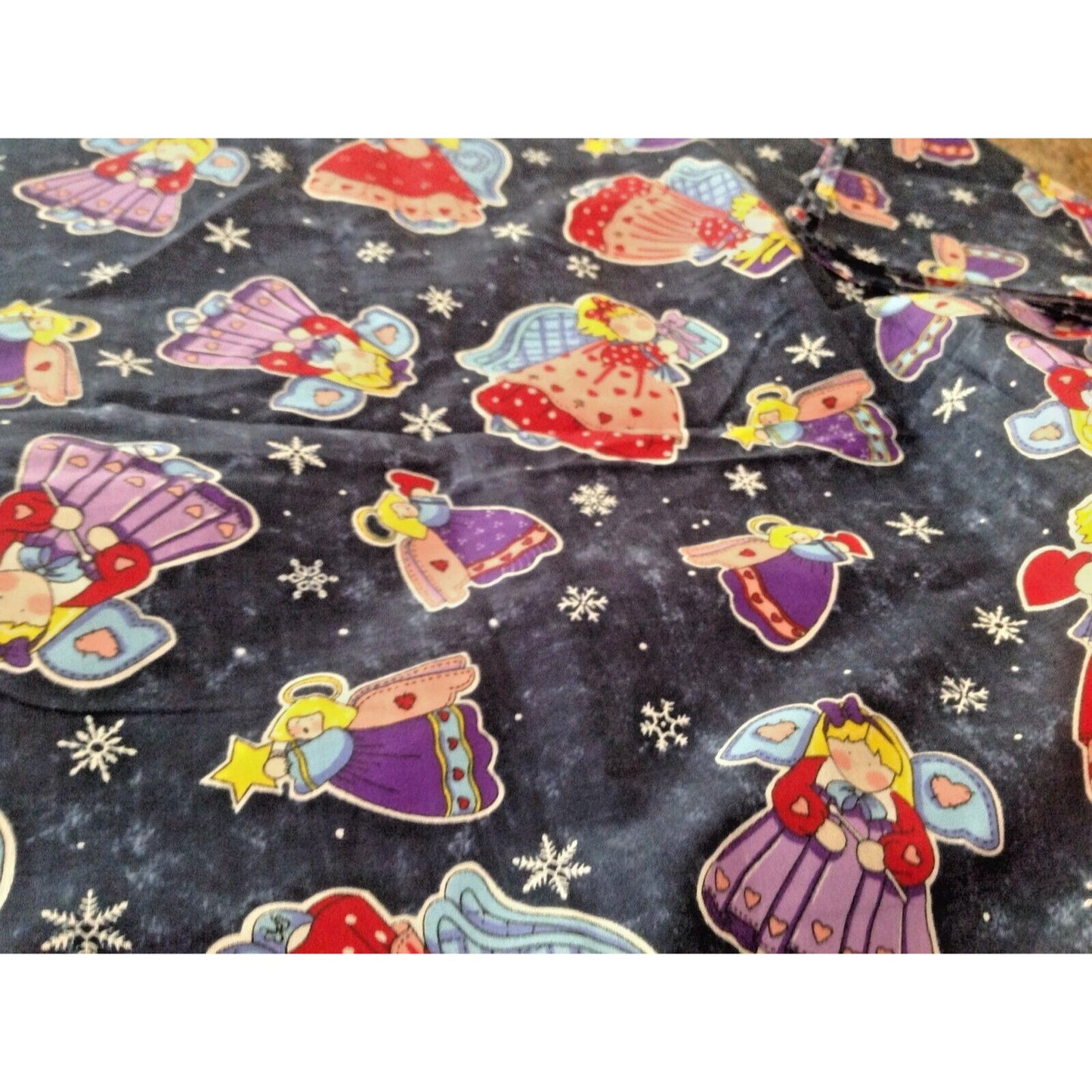 Material Fabric Blue Cotton Christmas Sprit # 6064 45" x 50"  Spring Industries