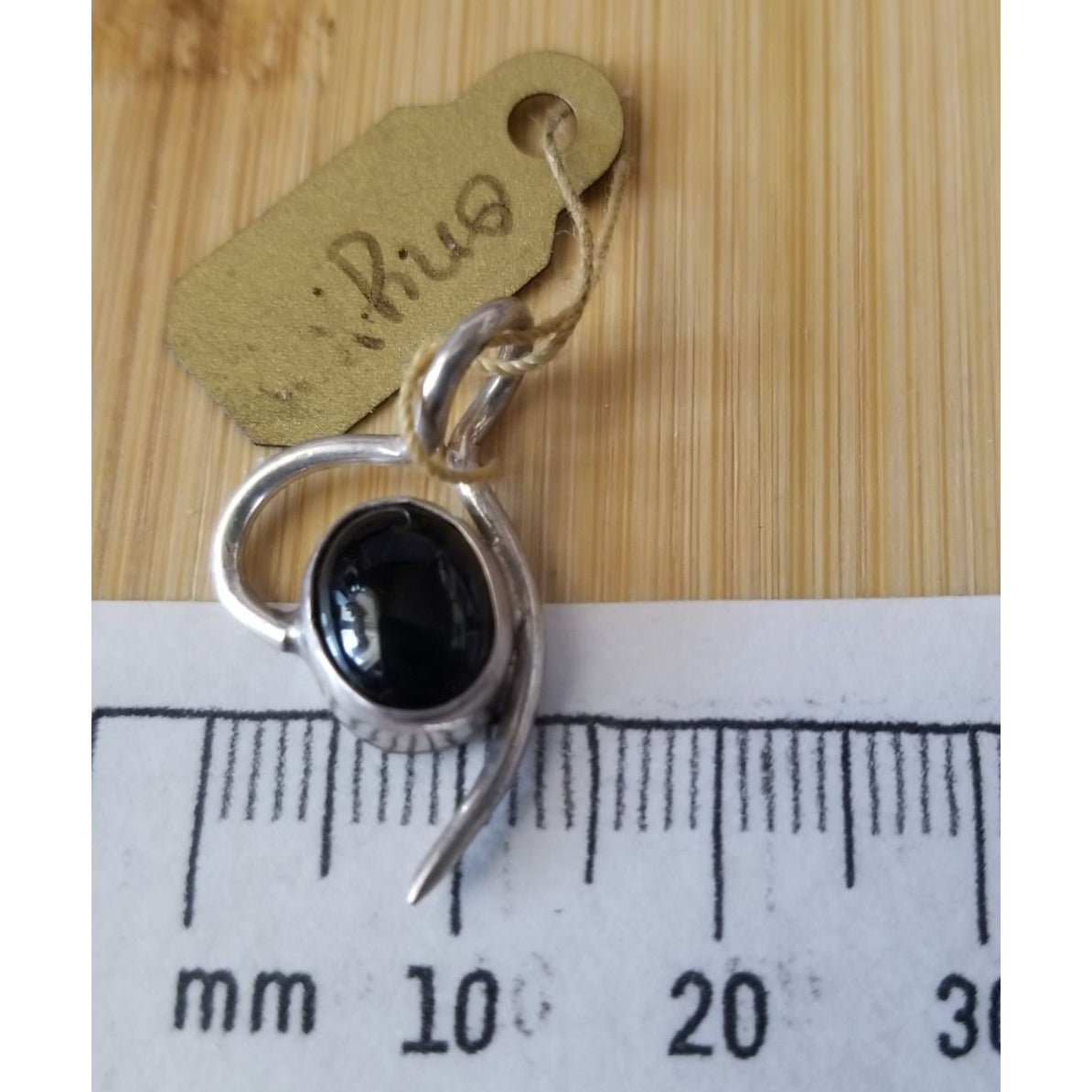 Pendant Onyx Black Silver 1.6 gr 25 cm  x 15 mm  Stone 10 cm x 5 cm Jerry Fran Harr