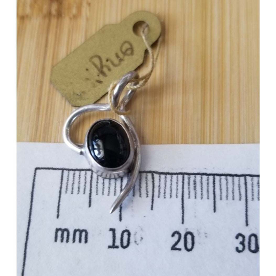 Pendant Onyx Black Silver 1.6 gr 25 cm  x 15 mm  Stone 10 cm x 5 cm Jerry Fran Harr