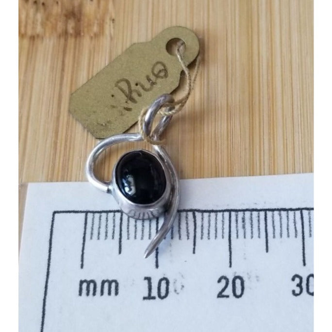 Pendant Onyx Black Silver 1.6 gr 25 cm  x 15 mm  Stone 10 cm x 5 cm Jerry Fran Harr