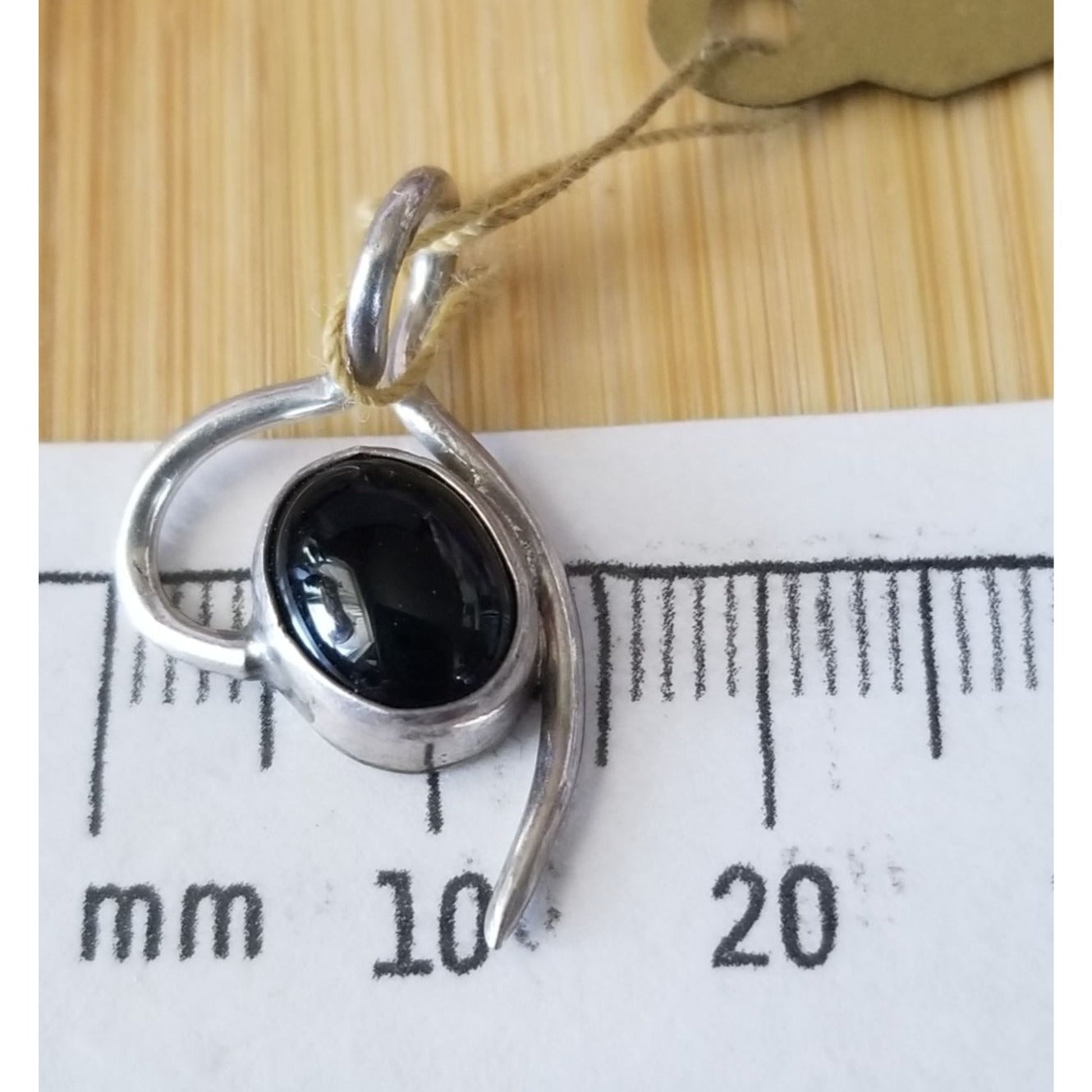 Pendant Onyx Black Silver 1.6 gr 25 cm  x 15 mm  Stone 10 cm x 5 cm Jerry Fran Harr