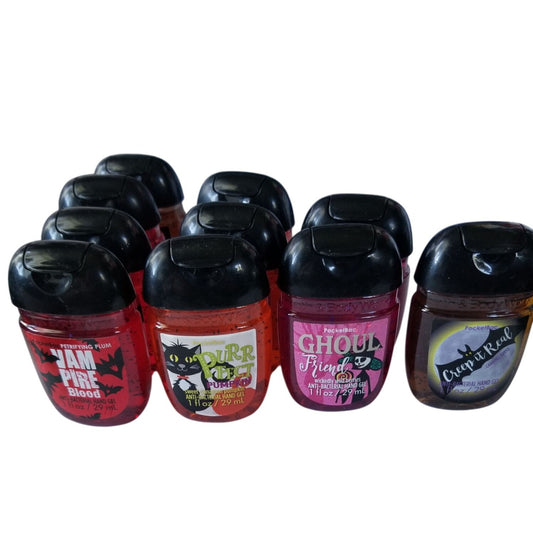 Bath & Body Works 10 Small 1 oz Hand Sanitizer  3 Vampire 3 Perrfect  2 Creep it Real 2 GhoulFriend