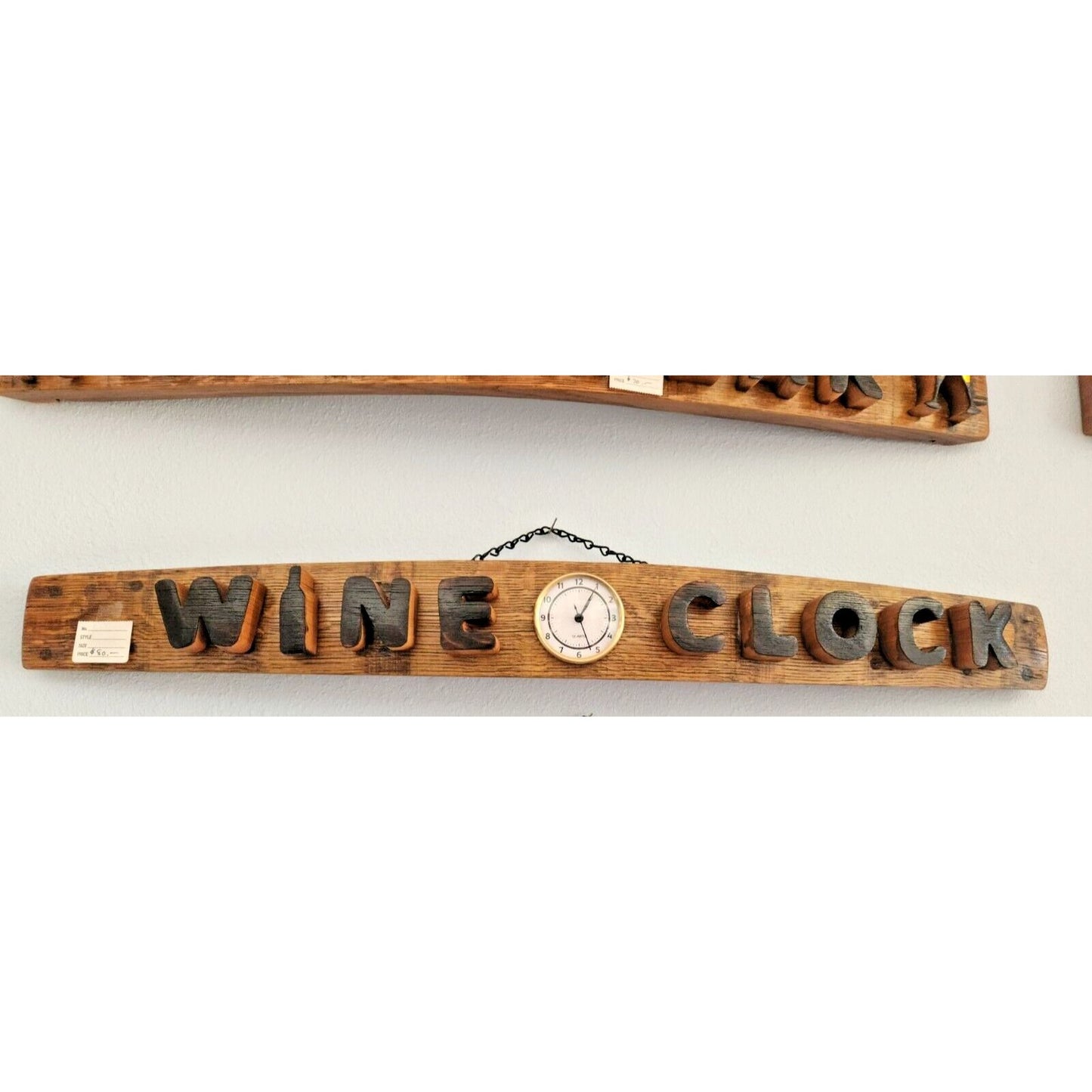 Wood Sign Wine Stave says  " Wine O Clock  "  Clock in the middle Cut from Stave