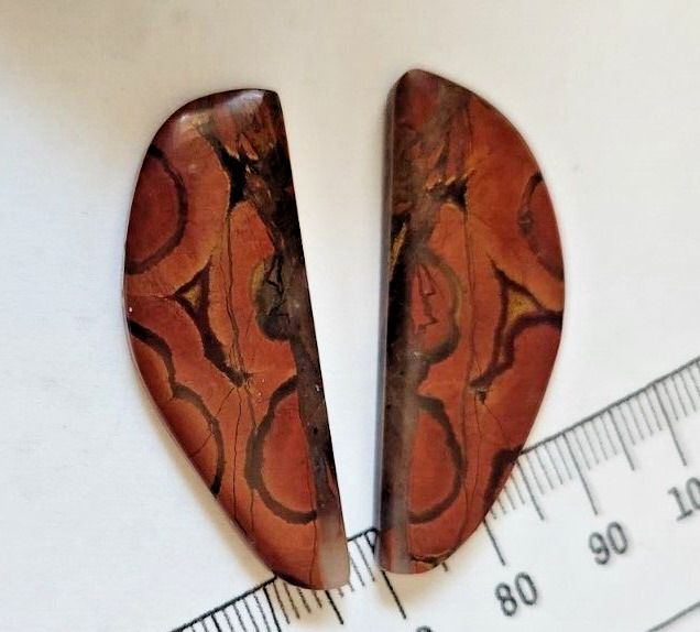 Gemstones Matched Pair Poppy Jasper 10 gr Earrings 50 ct Size 40mm x 10 mm