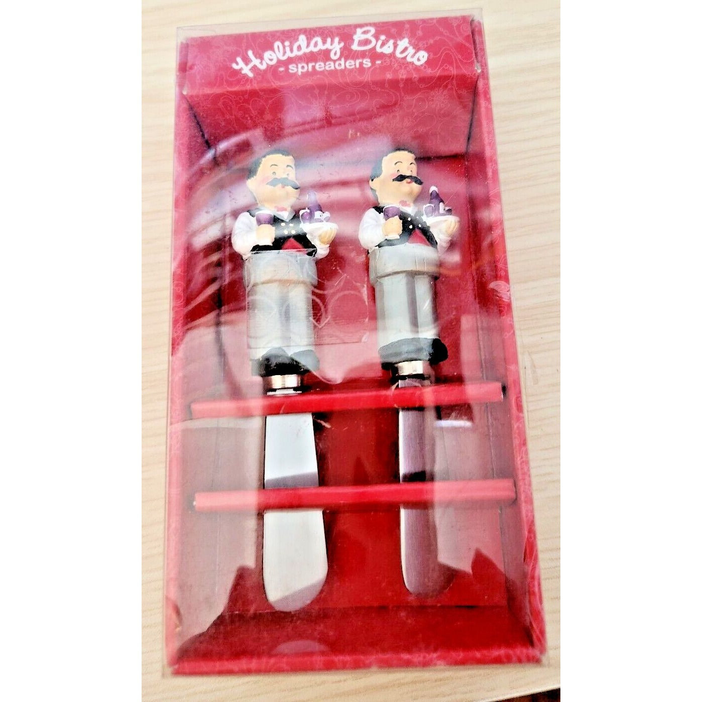 Cheese Knife Set of 2 Holiday Bistro Set of 2 Wine Waiters 5" Tall Packaged