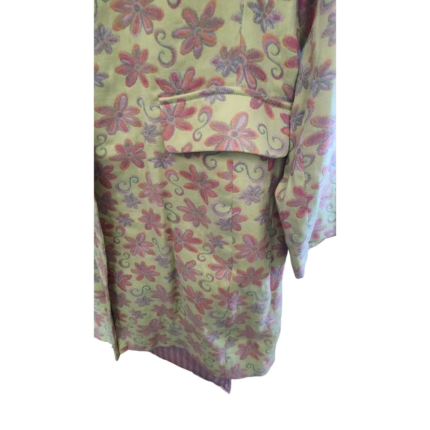 Jacket JDS Collection Size 1 X  Green Multi Colored Flowers Button Down Pockets