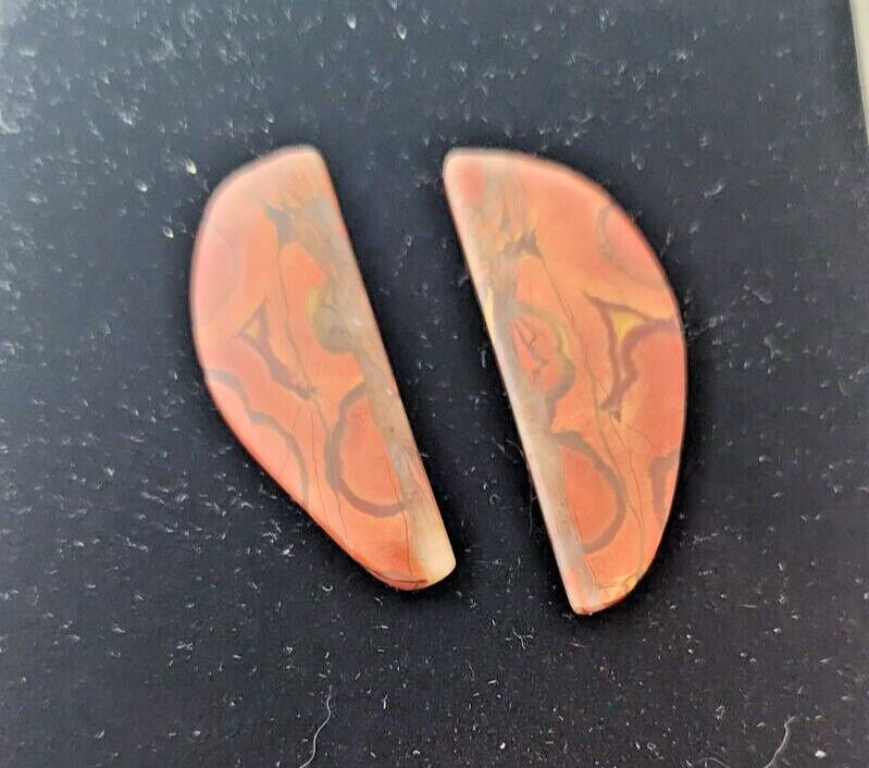 Gemstones Matched Pair Poppy Jasper 10 gr Earrings 50 ct Size 40mm x 10 mm