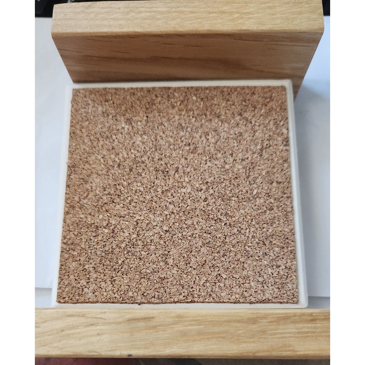 Absorbent Stone Coaster & Wood Tray Set of 4 Faberge Tiffany Cork Back